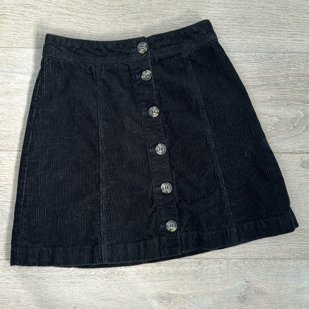 Cute black button front corduroy mini